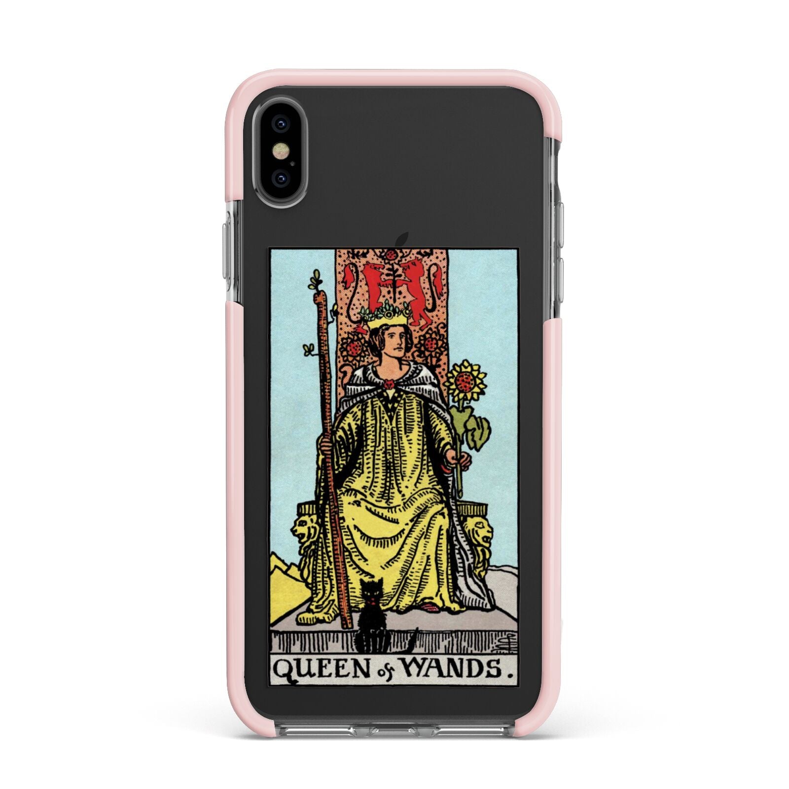 Queen of Wands Tarot Card Apple iPhone Xs Max Impact Case Pink Edge on Black Phone