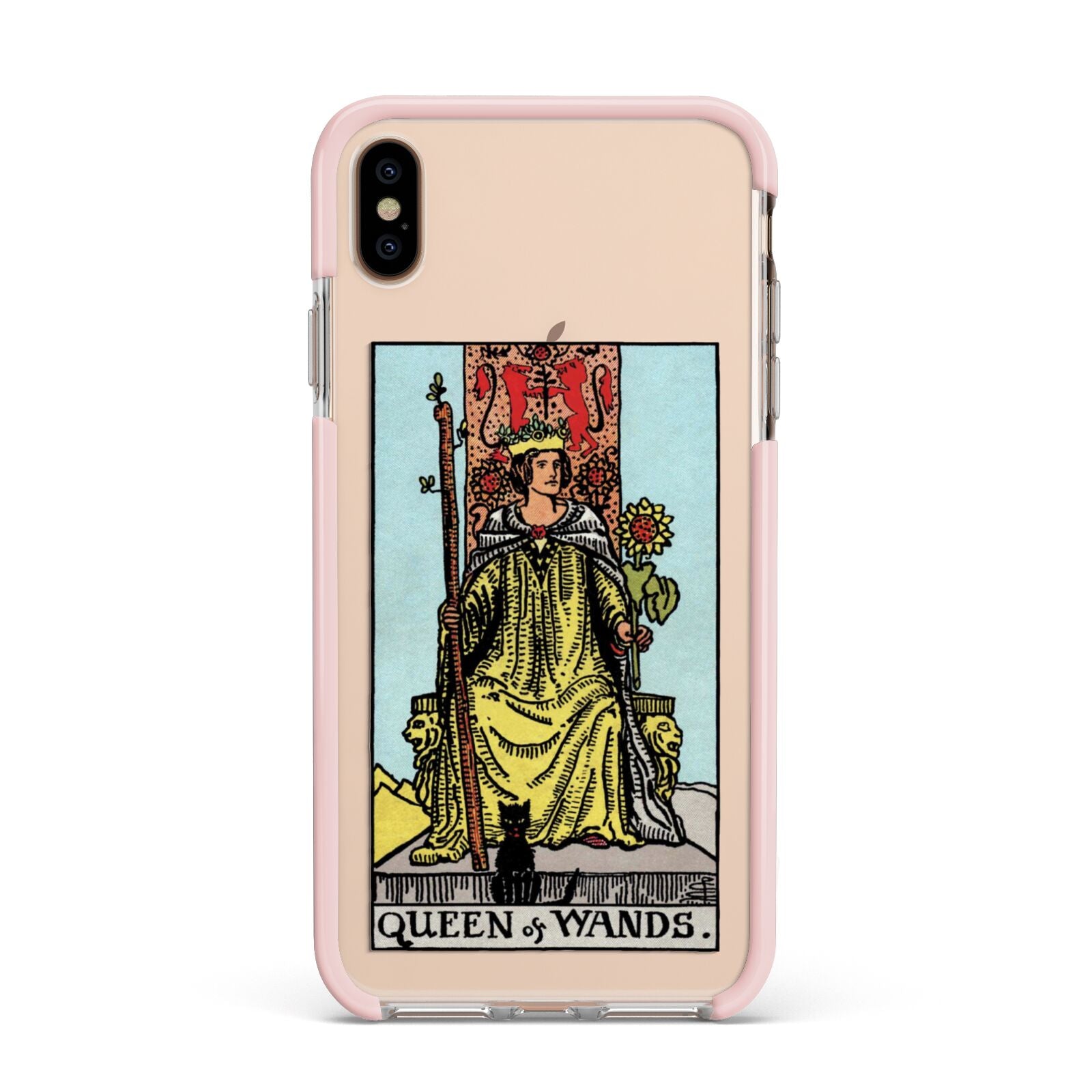 Queen of Wands Tarot Card Apple iPhone Xs Max Impact Case Pink Edge on Gold Phone