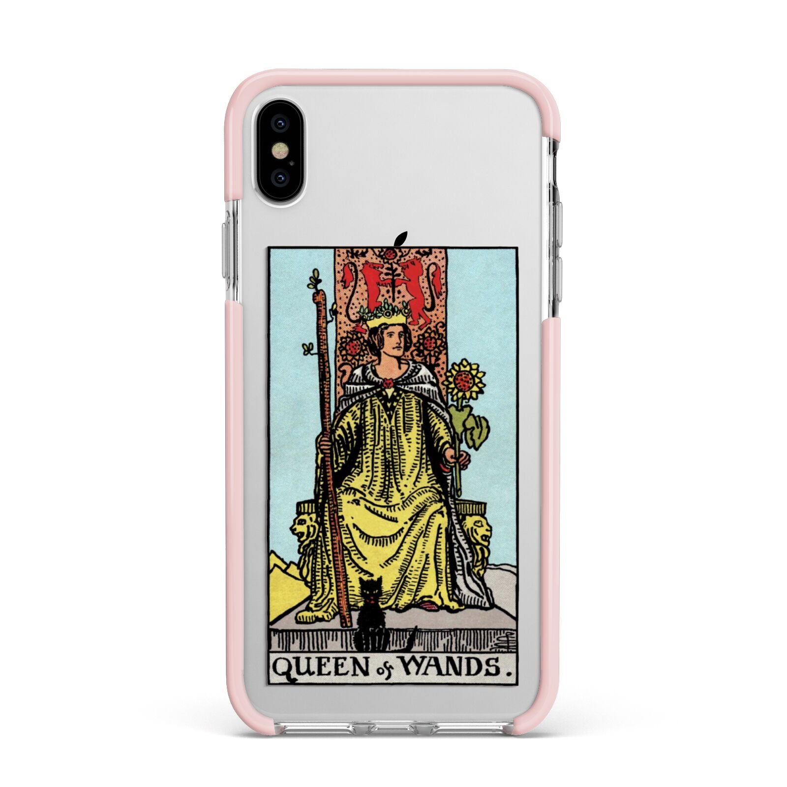 Queen of Wands Tarot Card Apple iPhone Xs Max Impact Case Pink Edge on Silver Phone