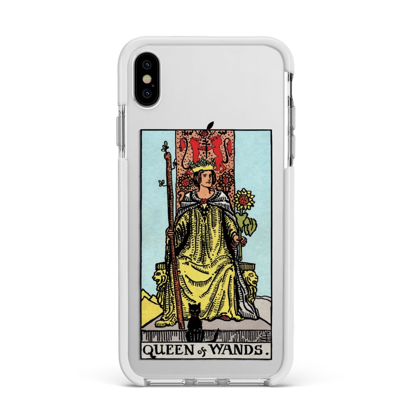 Queen of Wands Tarot Card Apple iPhone Xs Max Impact Case White Edge on Silver Phone