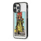 Queen of Wands Tarot Card iPhone 13 Pro Max Black Impact Case Side Angle on Silver phone