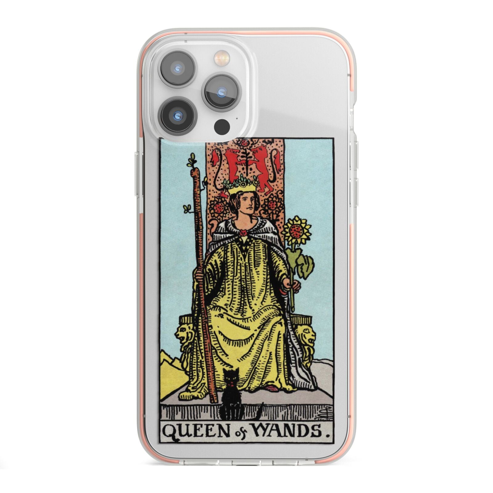 Queen of Wands Tarot Card iPhone 13 Pro Max TPU Impact Case with Pink Edges