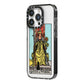 Queen of Wands Tarot Card iPhone 14 Pro Black Impact Case Side Angle on Silver phone