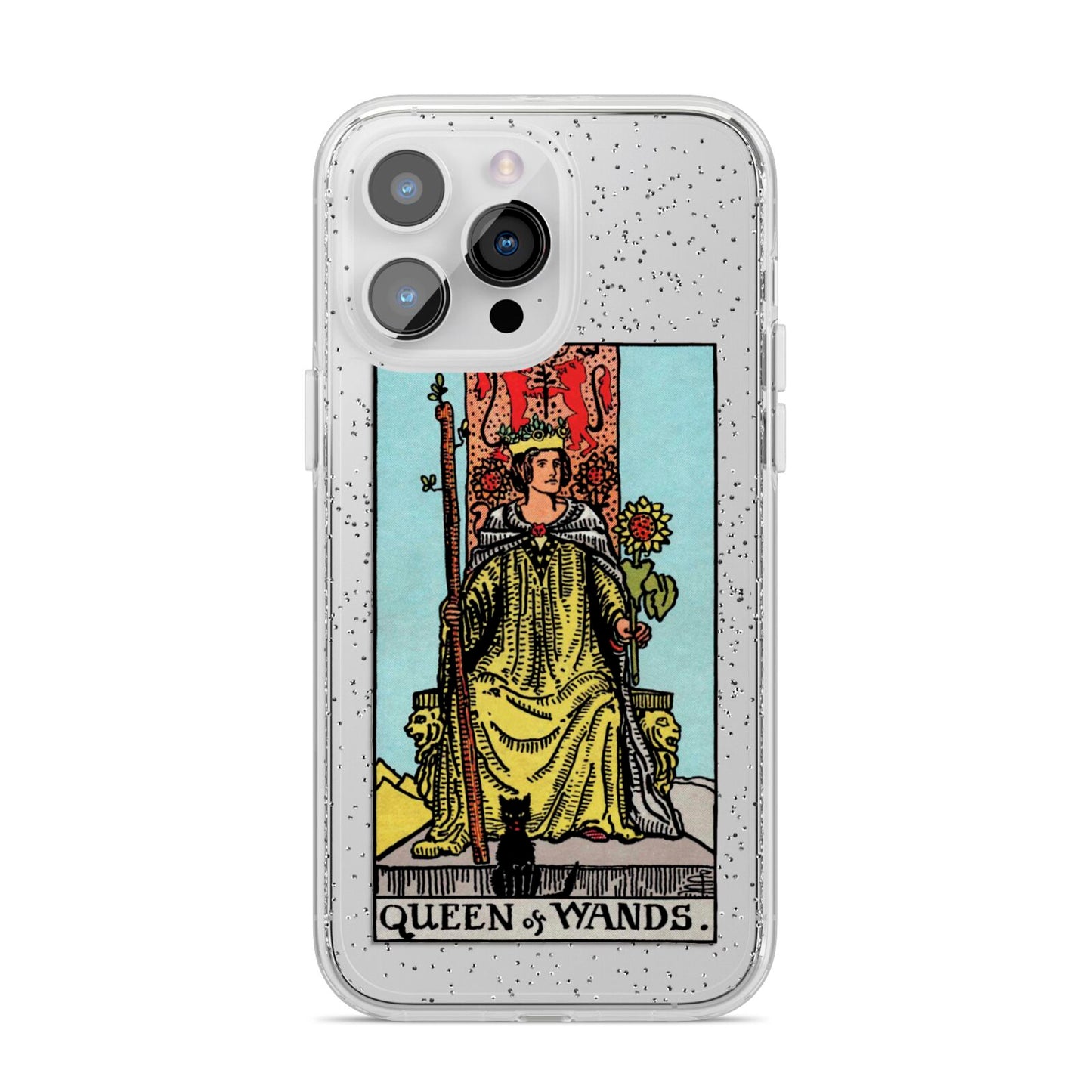 Queen of Wands Tarot Card iPhone 14 Pro Max Glitter Tough Case Silver