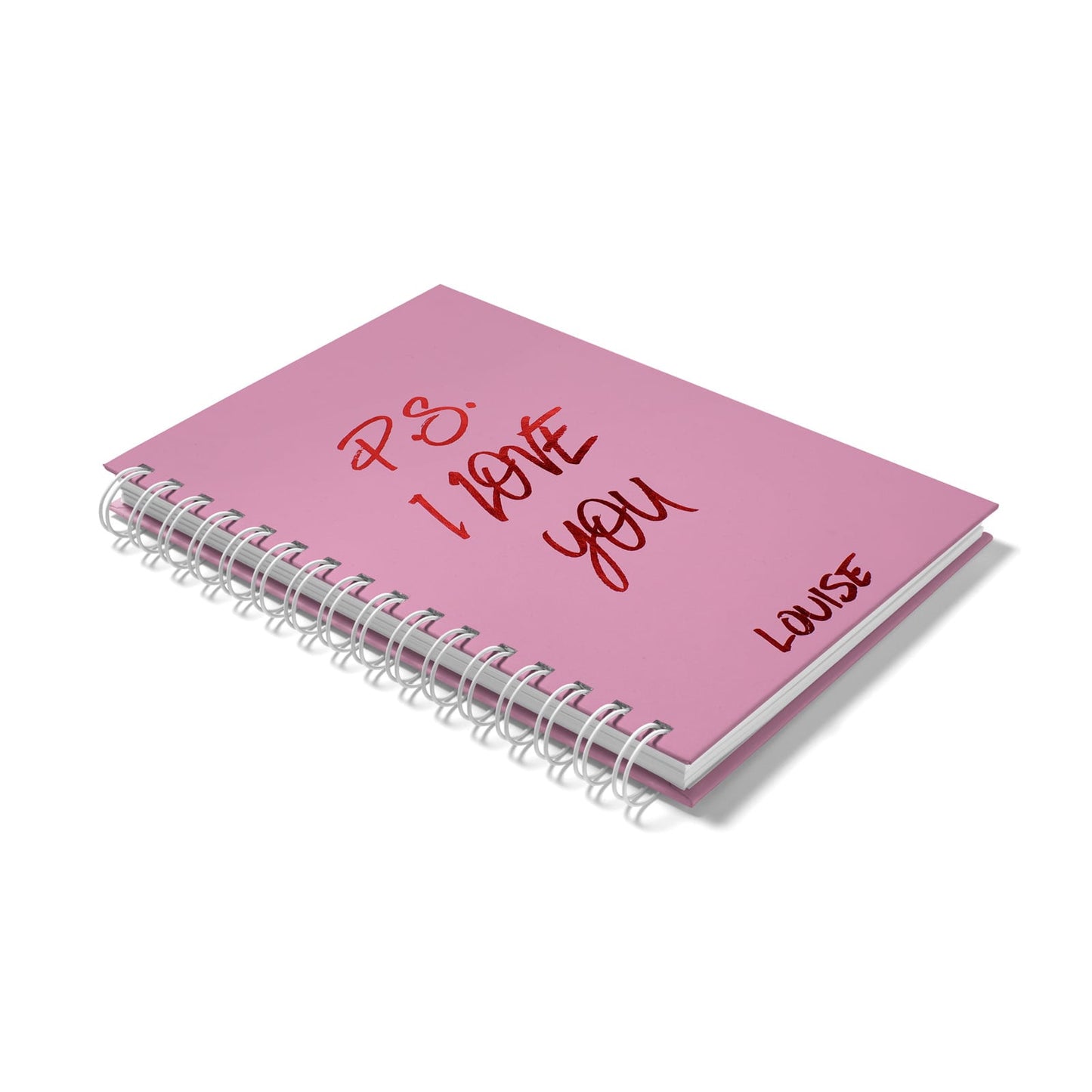 Personalised Red Foil I Love You Notebook Side View
