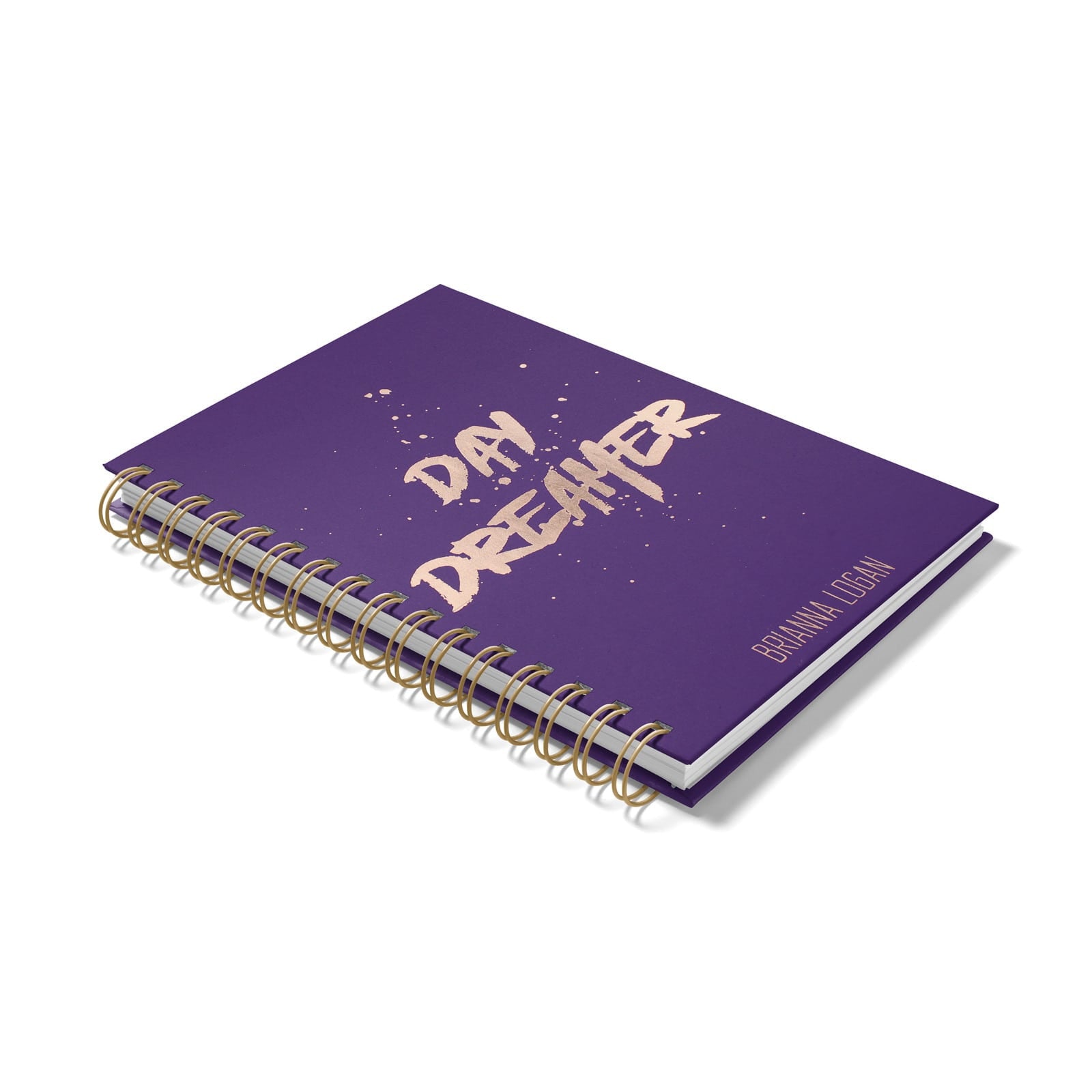 Personalised Rose Gold Foil Day Dreamer Notebook Side View