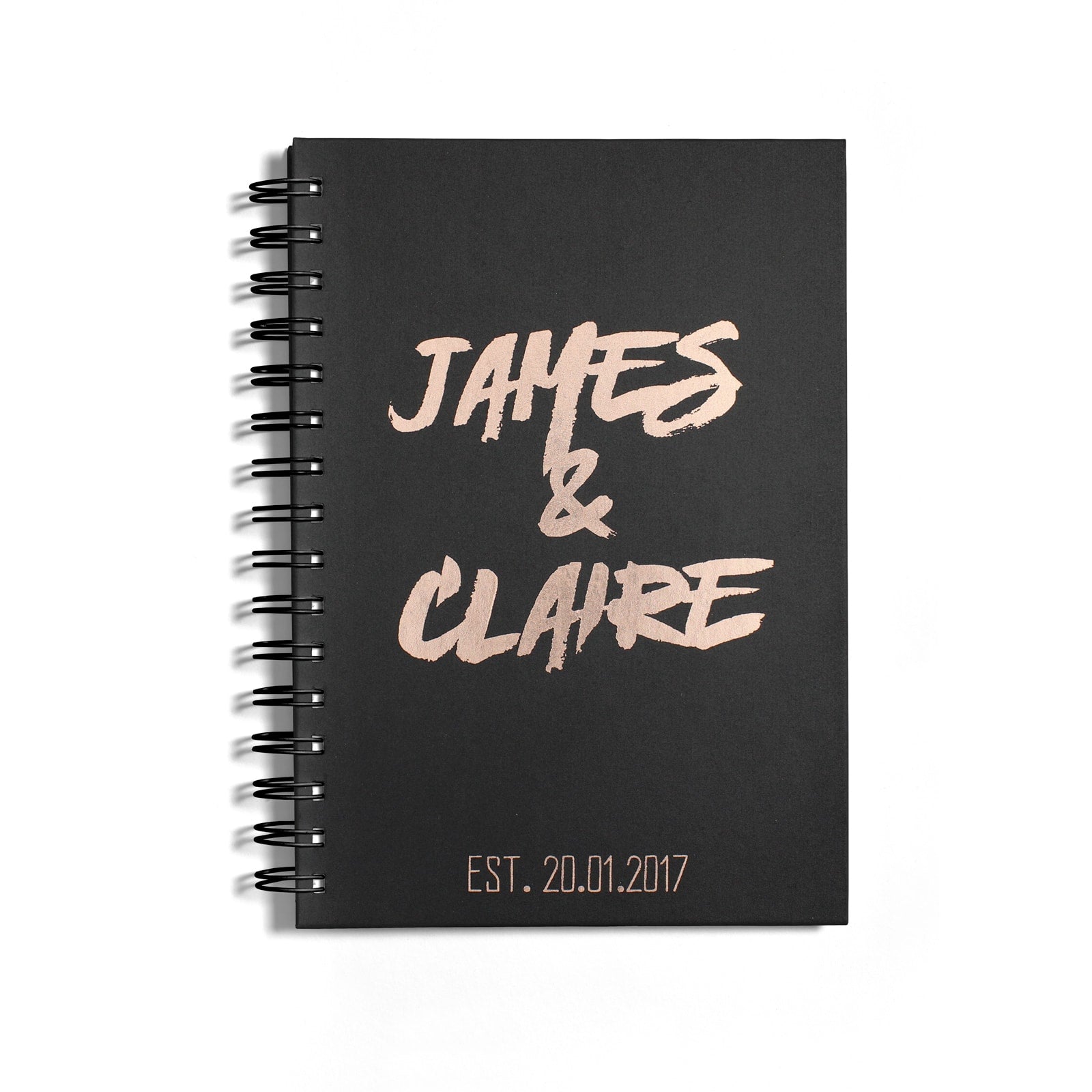 Personalised First Wedding Anniversary Rose Gold Foil Notebook Front