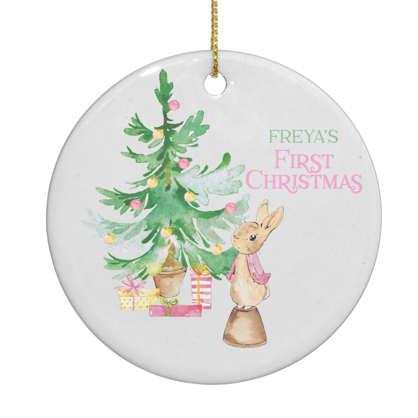 Rabbit First Christmas Circle Decoration