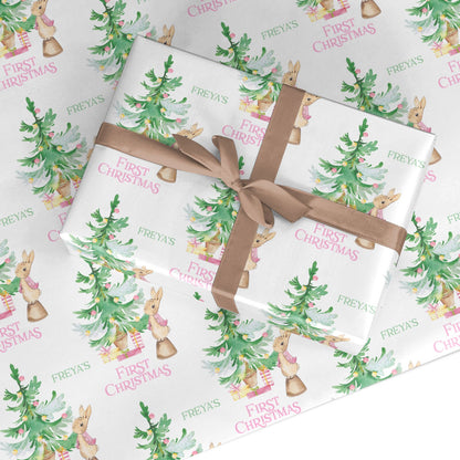 Rabbit First Christmas Custom Wrapping Paper