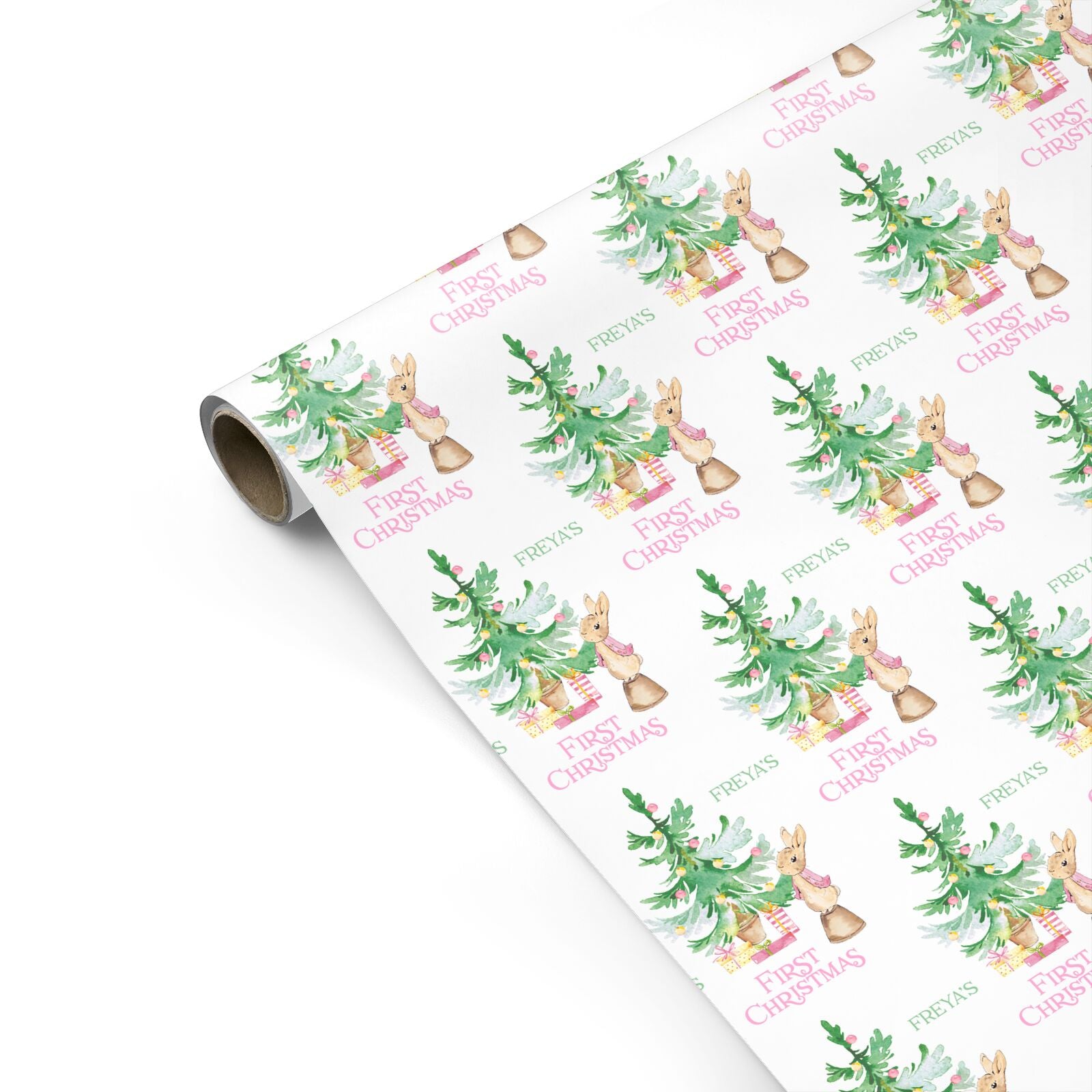 Rabbit First Christmas Personalised Gift Wrap