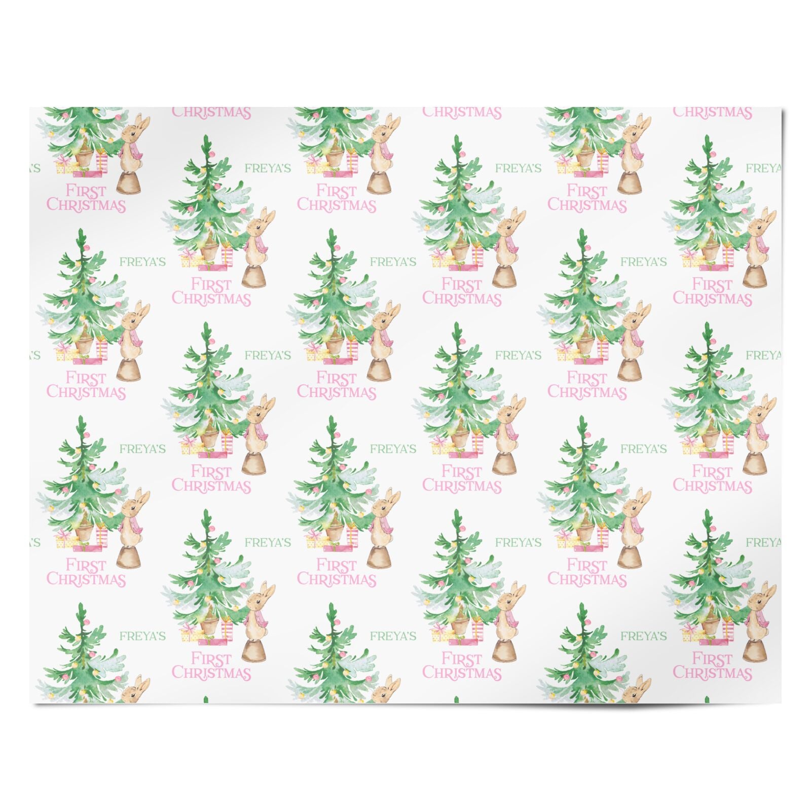 Rabbit First Christmas Personalised Wrapping Paper Alternative