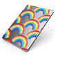Rainbow Apple iPad Case on Grey iPad Side View