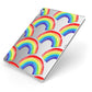 Rainbow Apple iPad Case on Silver iPad Side View