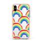 Rainbow Apple iPhone Xs Impact Case Pink Edge on Silver Phone