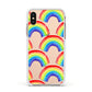 Rainbow Apple iPhone Xs Impact Case White Edge on Gold Phone