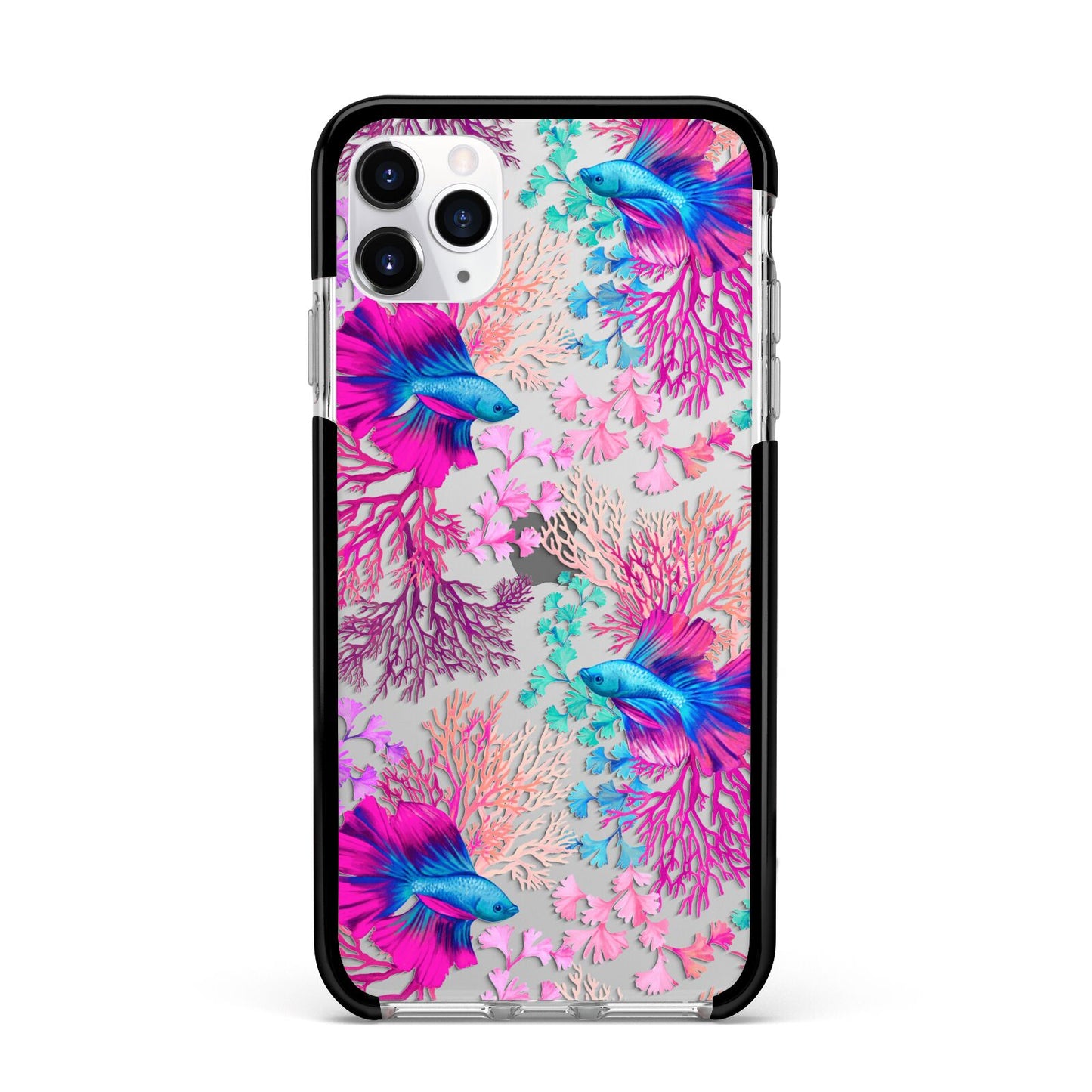 Rainbow Fish Apple iPhone 11 Pro Max in Silver with Black Impact Case
