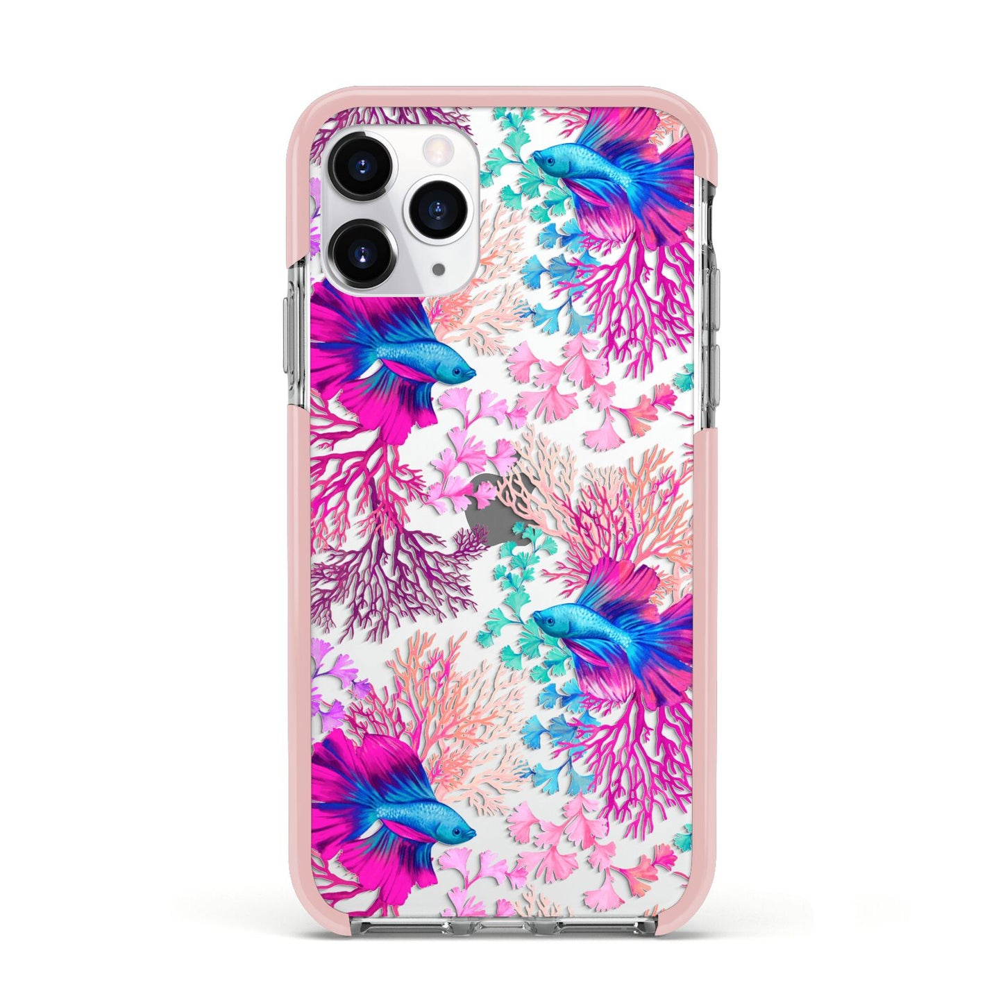 Rainbow Fish Apple iPhone 11 Pro in Silver with Pink Impact Case