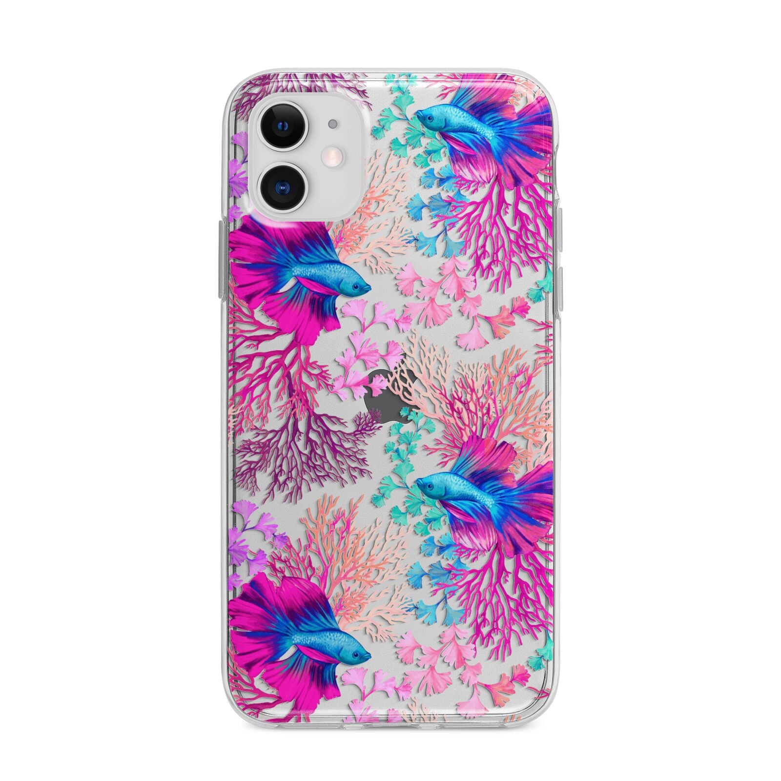 Rainbow Fish Apple iPhone 11 in White with Bumper Case