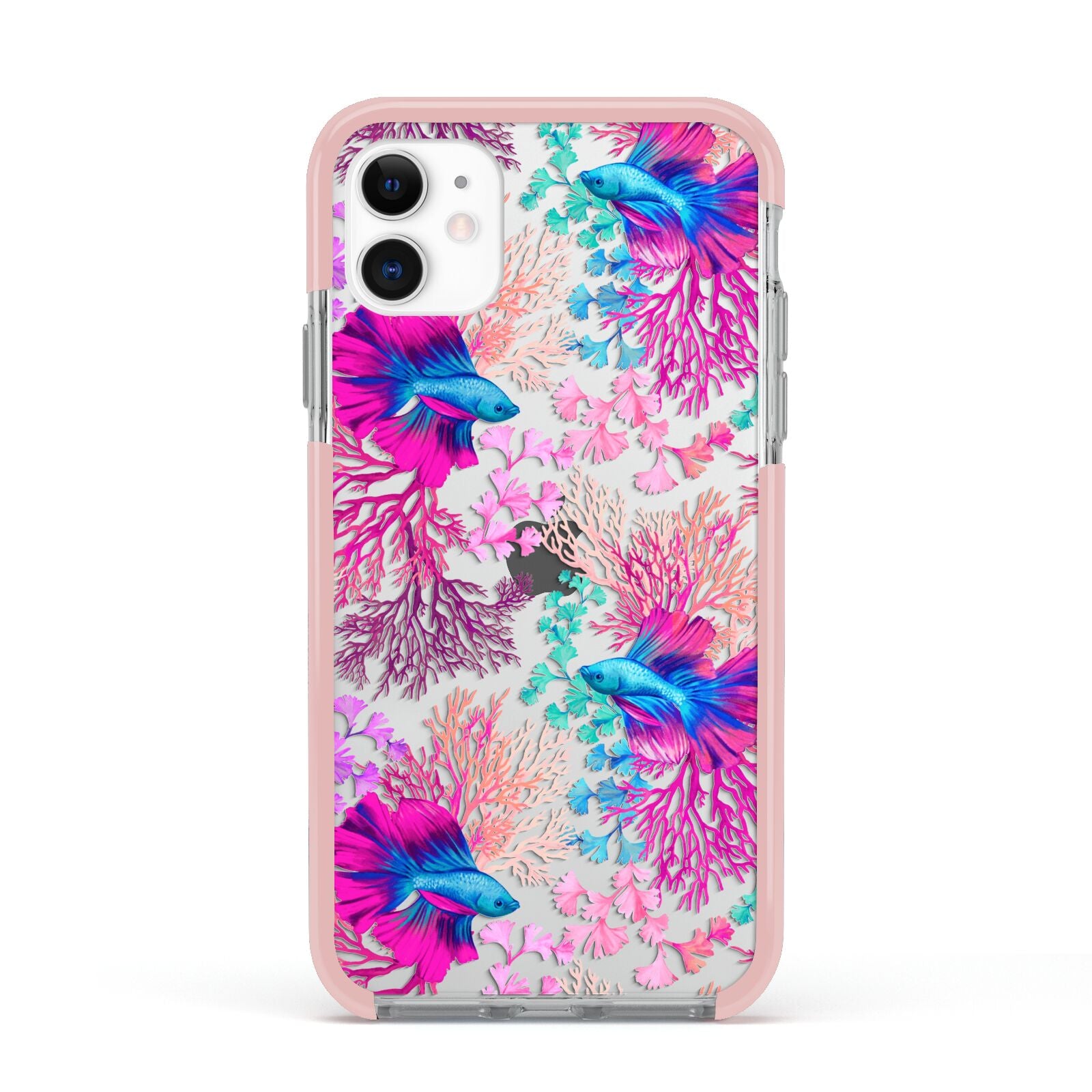 Rainbow Fish Apple iPhone 11 in White with Pink Impact Case