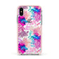 Rainbow Fish Apple iPhone Xs Impact Case Pink Edge on Silver Phone