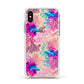 Rainbow Fish Apple iPhone Xs Impact Case White Edge on Gold Phone