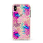 Rainbow Fish Apple iPhone Xs Max Impact Case Pink Edge on Gold Phone