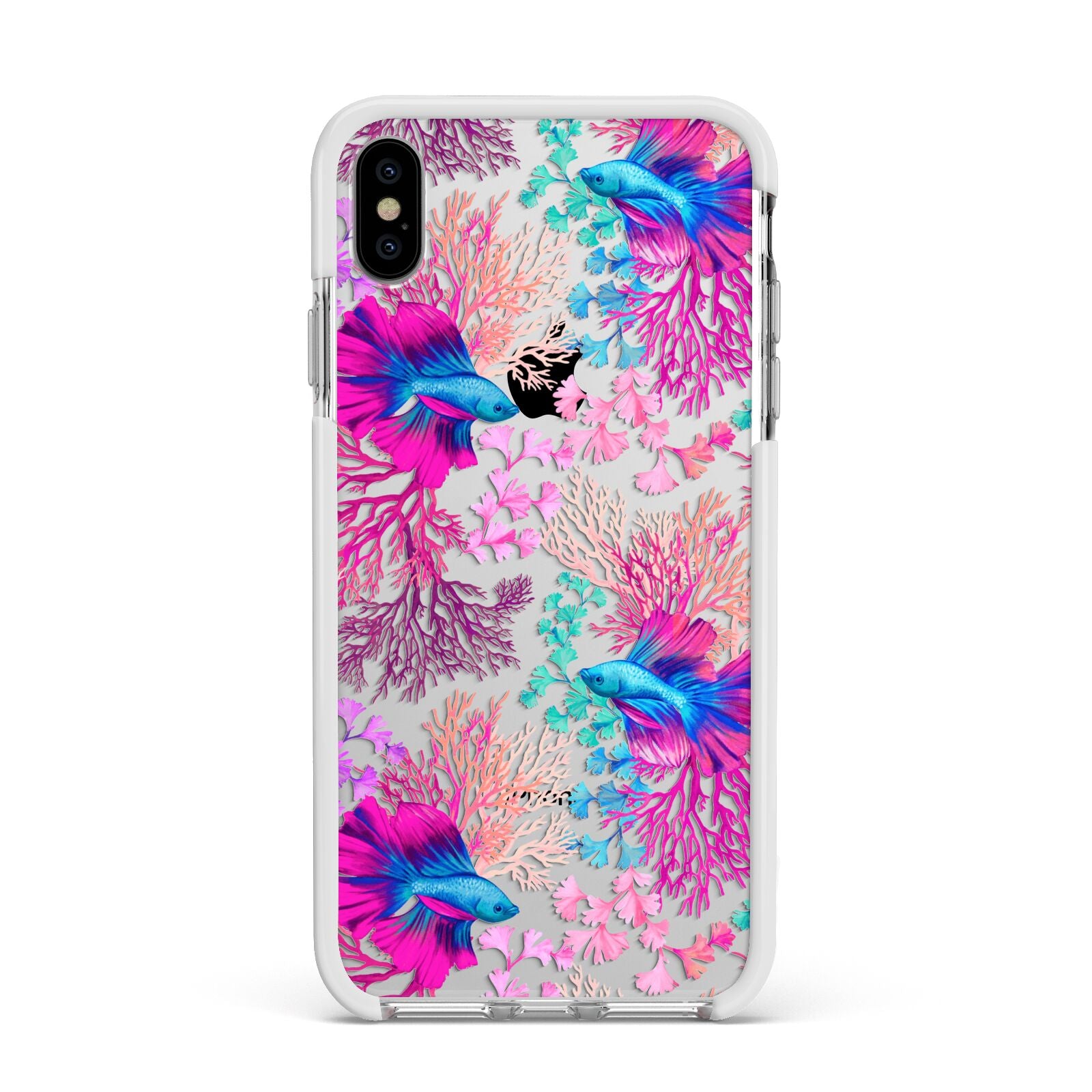 Rainbow Fish Apple iPhone Xs Max Impact Case White Edge on Silver Phone