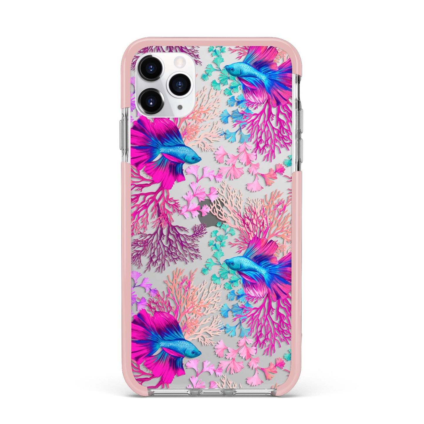 Rainbow Fish iPhone 11 Pro Max Impact Pink Edge Case