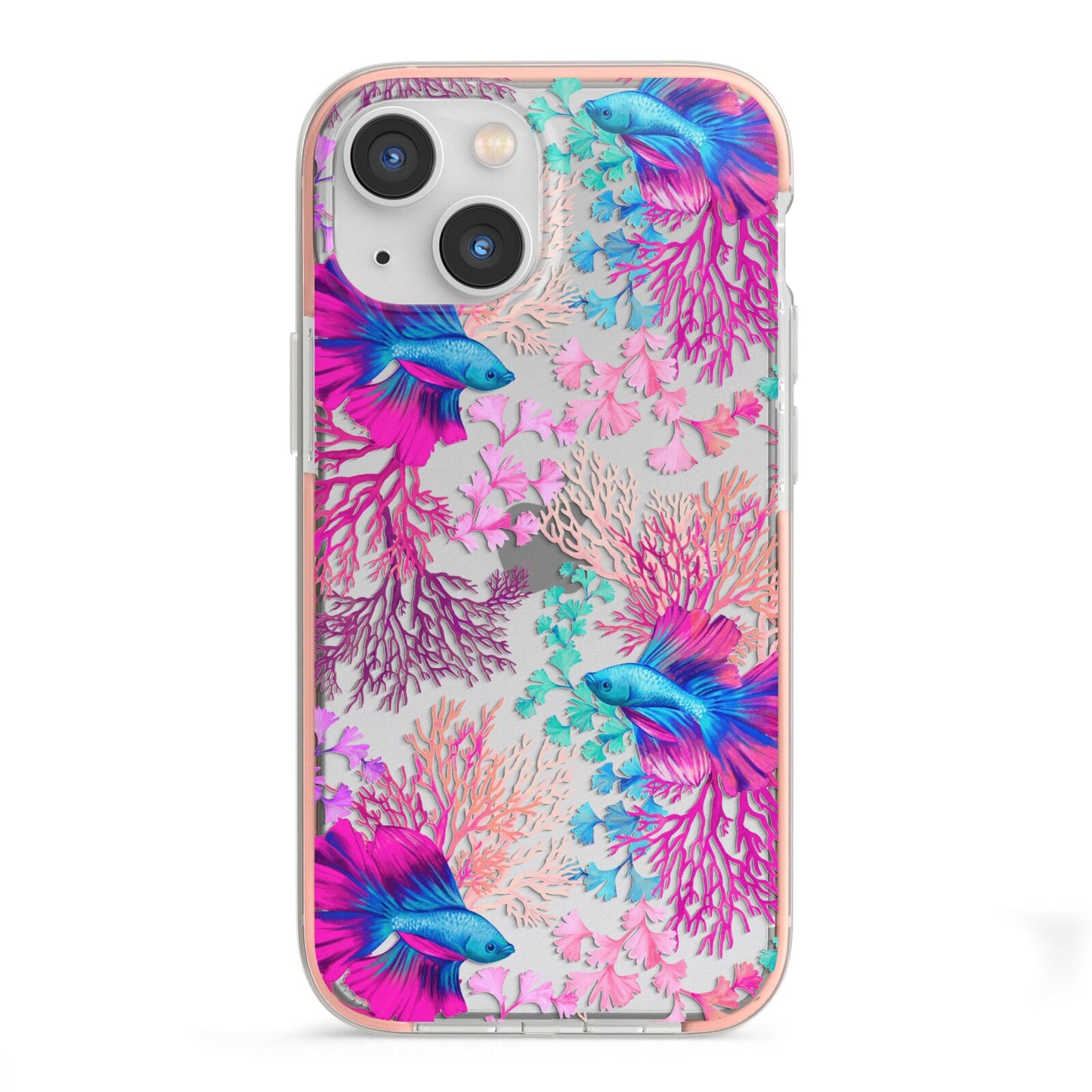 Rainbow Fish iPhone 13 Mini TPU Impact Case with Pink Edges