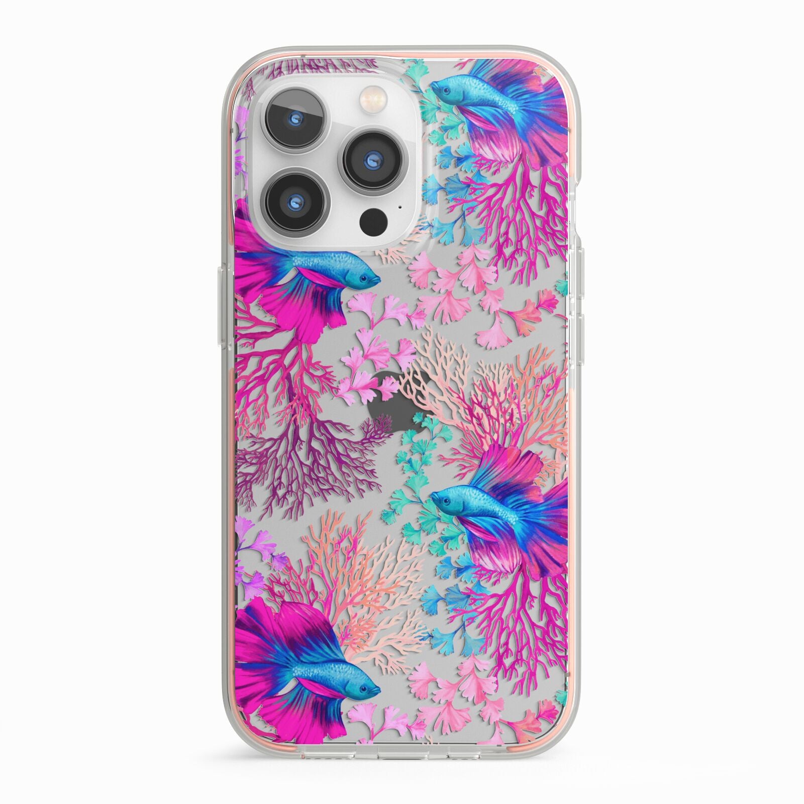 Rainbow Fish iPhone 13 Pro TPU Impact Case with Pink Edges
