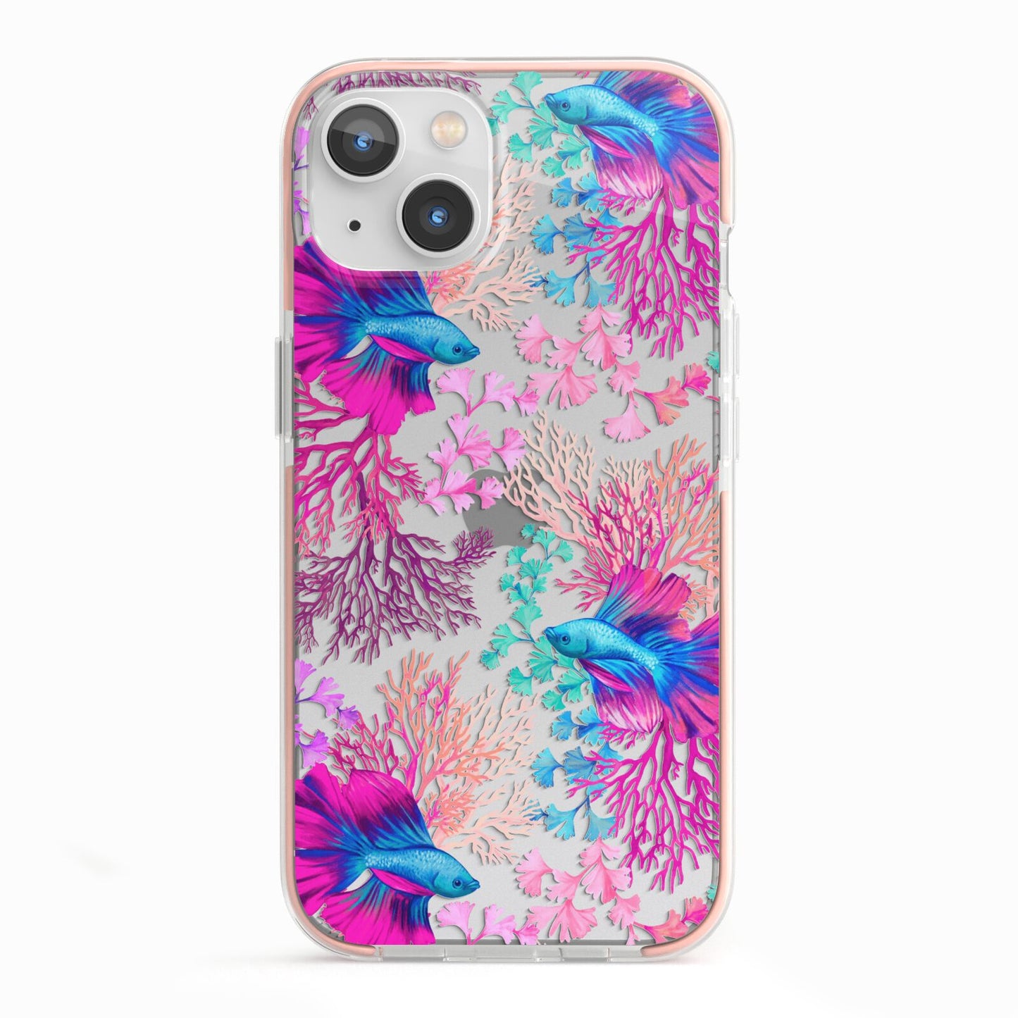 Rainbow Fish iPhone 13 TPU Impact Case with Pink Edges