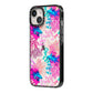 Rainbow Fish iPhone 14 Black Impact Case Side Angle on Silver phone