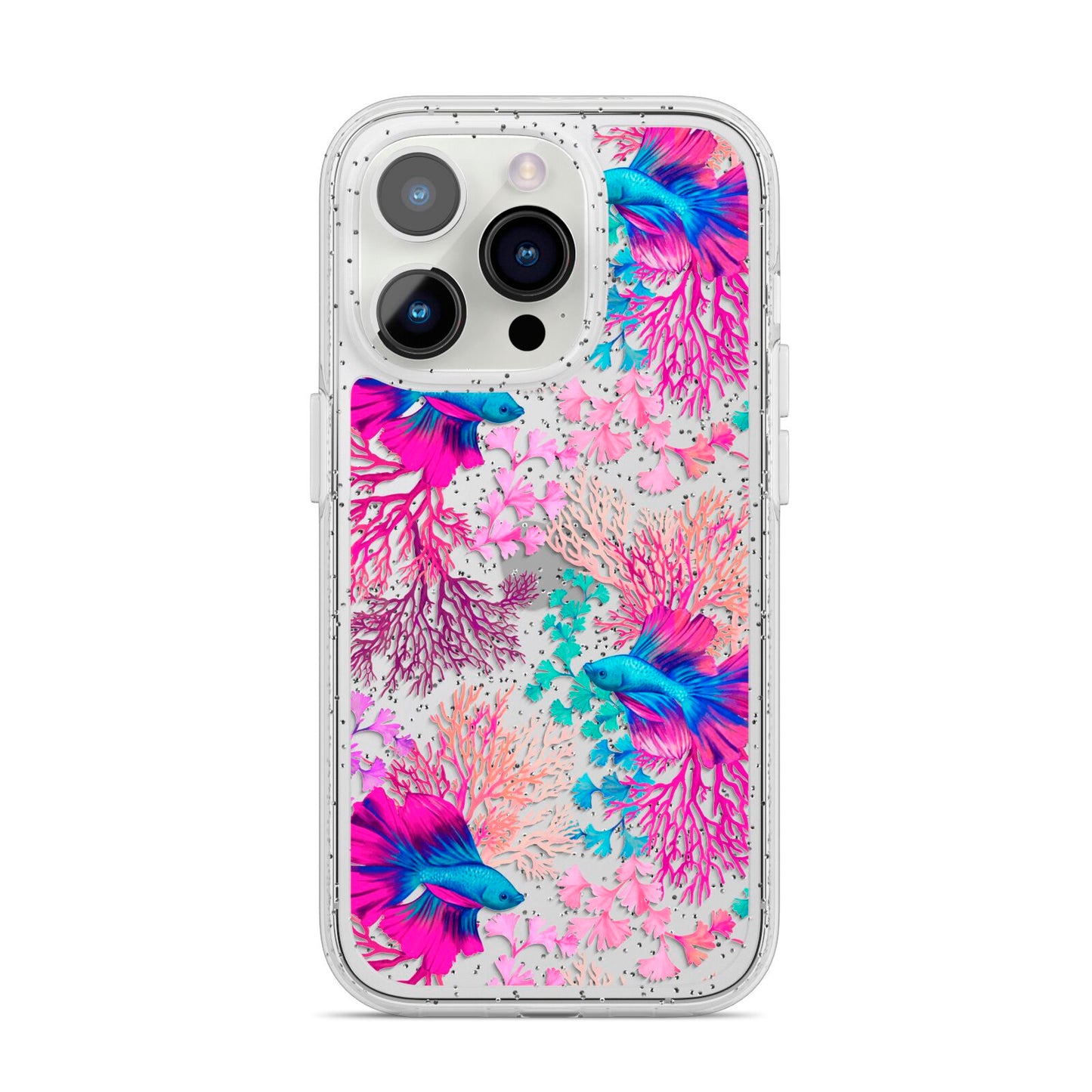 Rainbow Fish iPhone 14 Pro Glitter Tough Case Silver