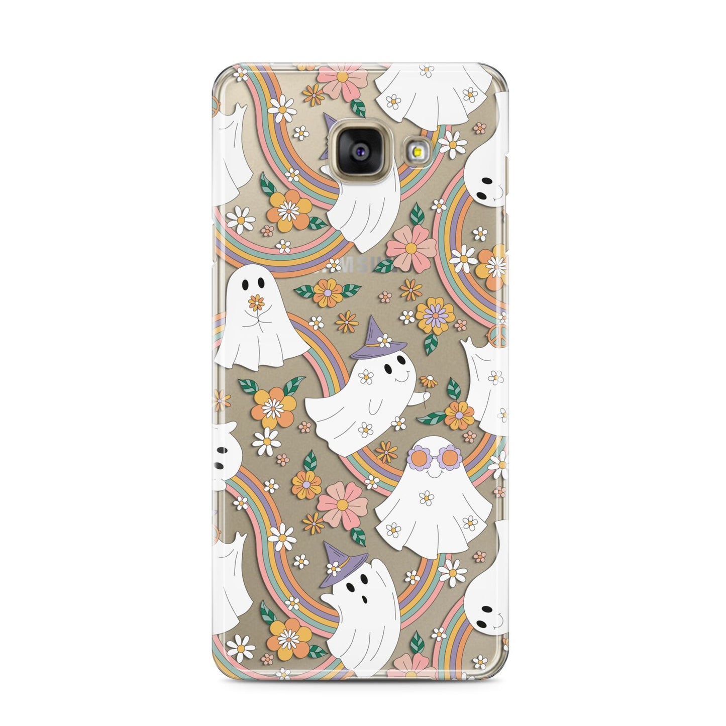 Rainbow Ghost Samsung Galaxy A3 2016 Case on gold phone