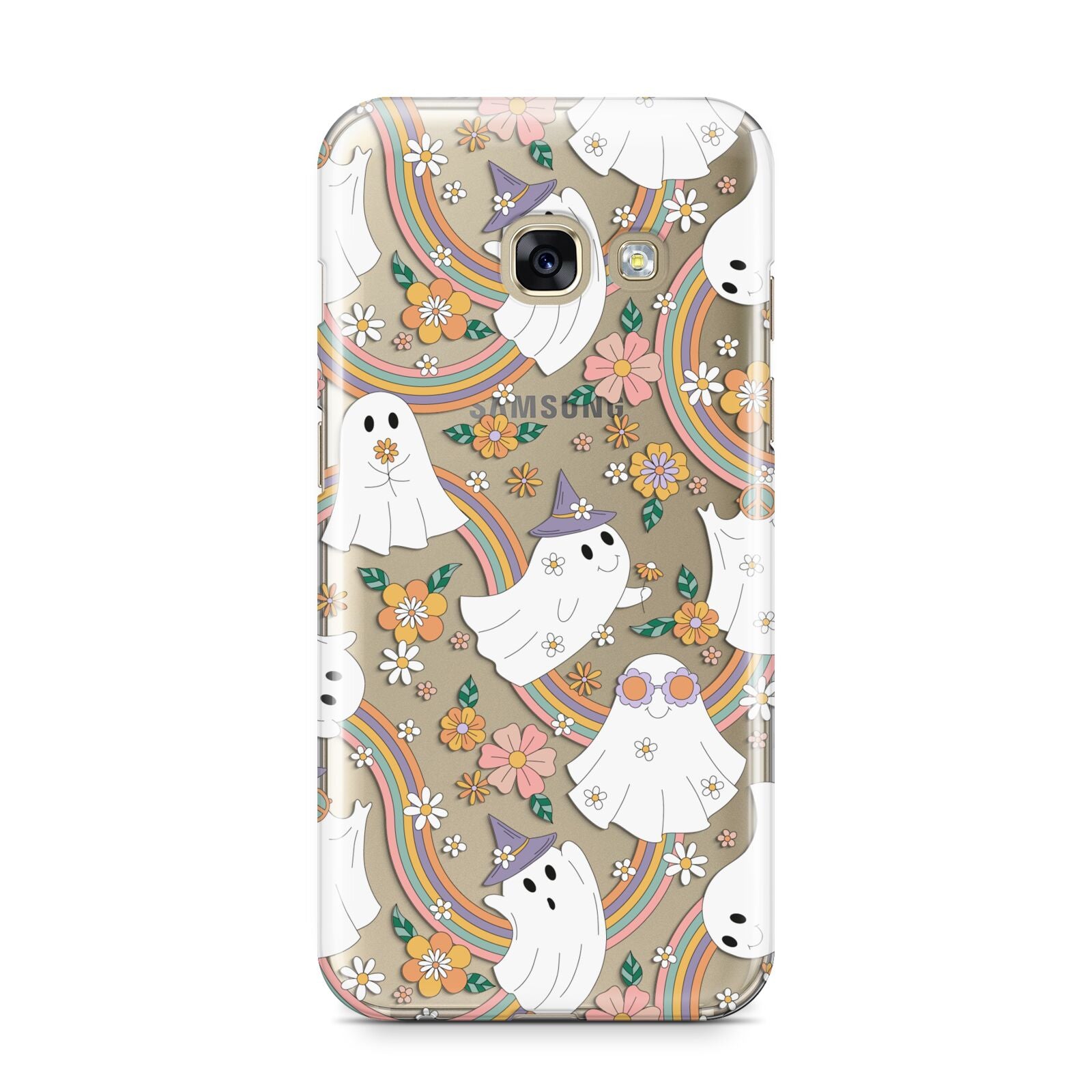 Rainbow Ghost Samsung Galaxy A3 2017 Case on gold phone