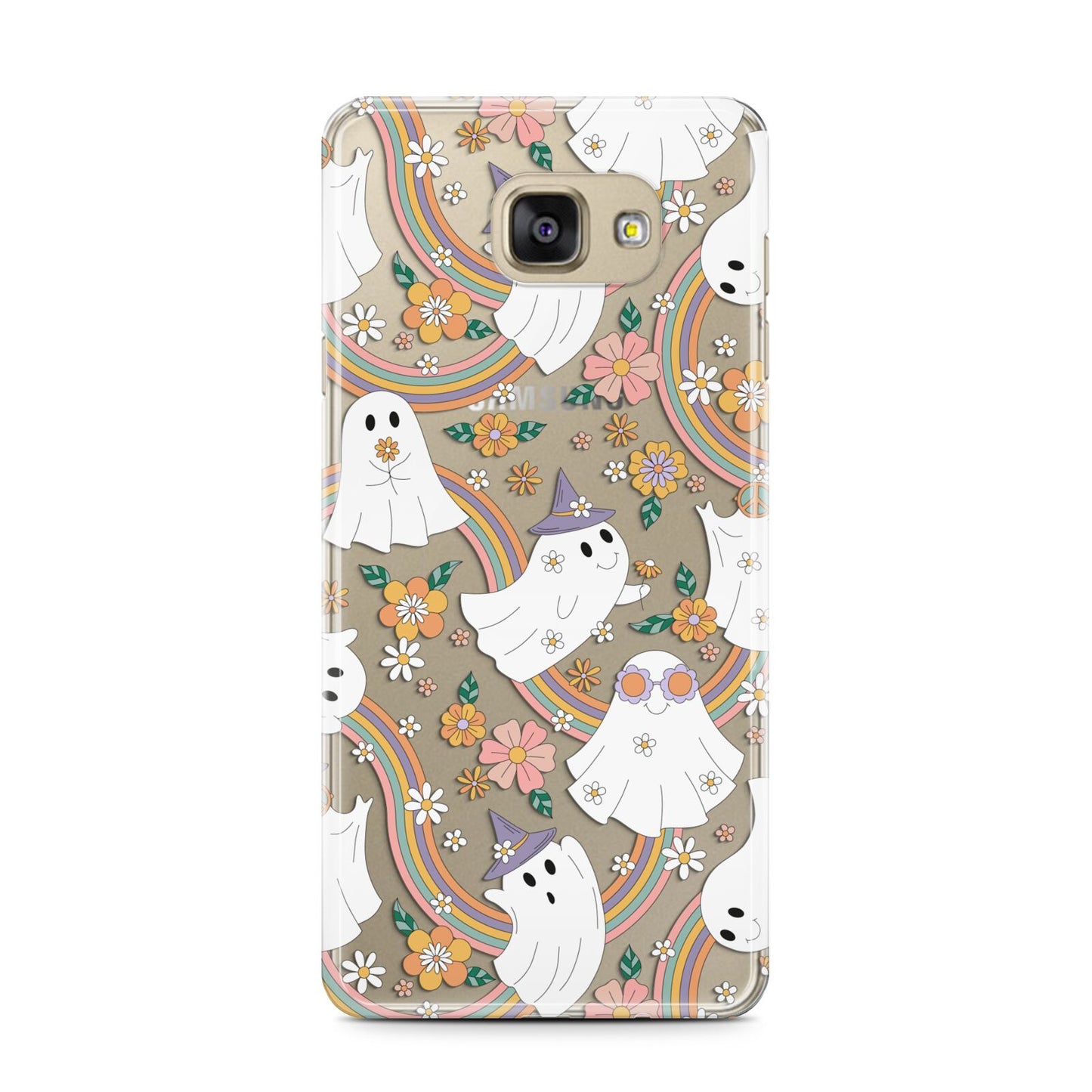 Rainbow Ghost Samsung Galaxy A7 2016 Case on gold phone