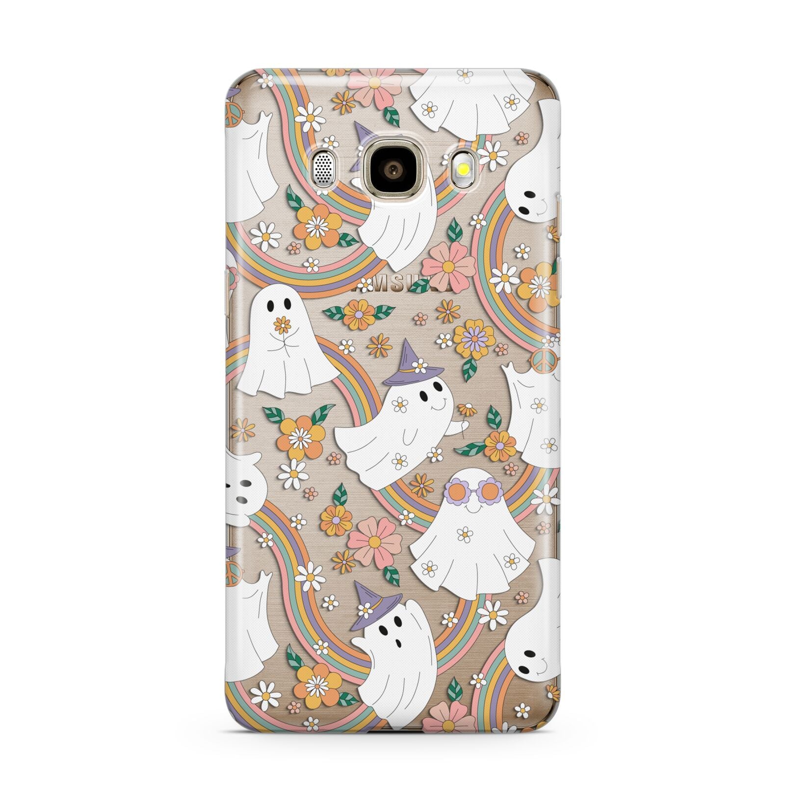 Rainbow Ghost Samsung Galaxy J7 2016 Case on gold phone