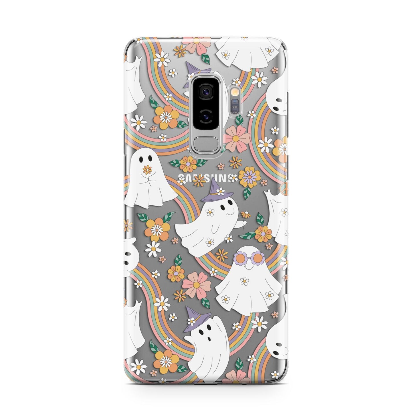 Rainbow Ghost Samsung Galaxy S9 Plus Case on Silver phone