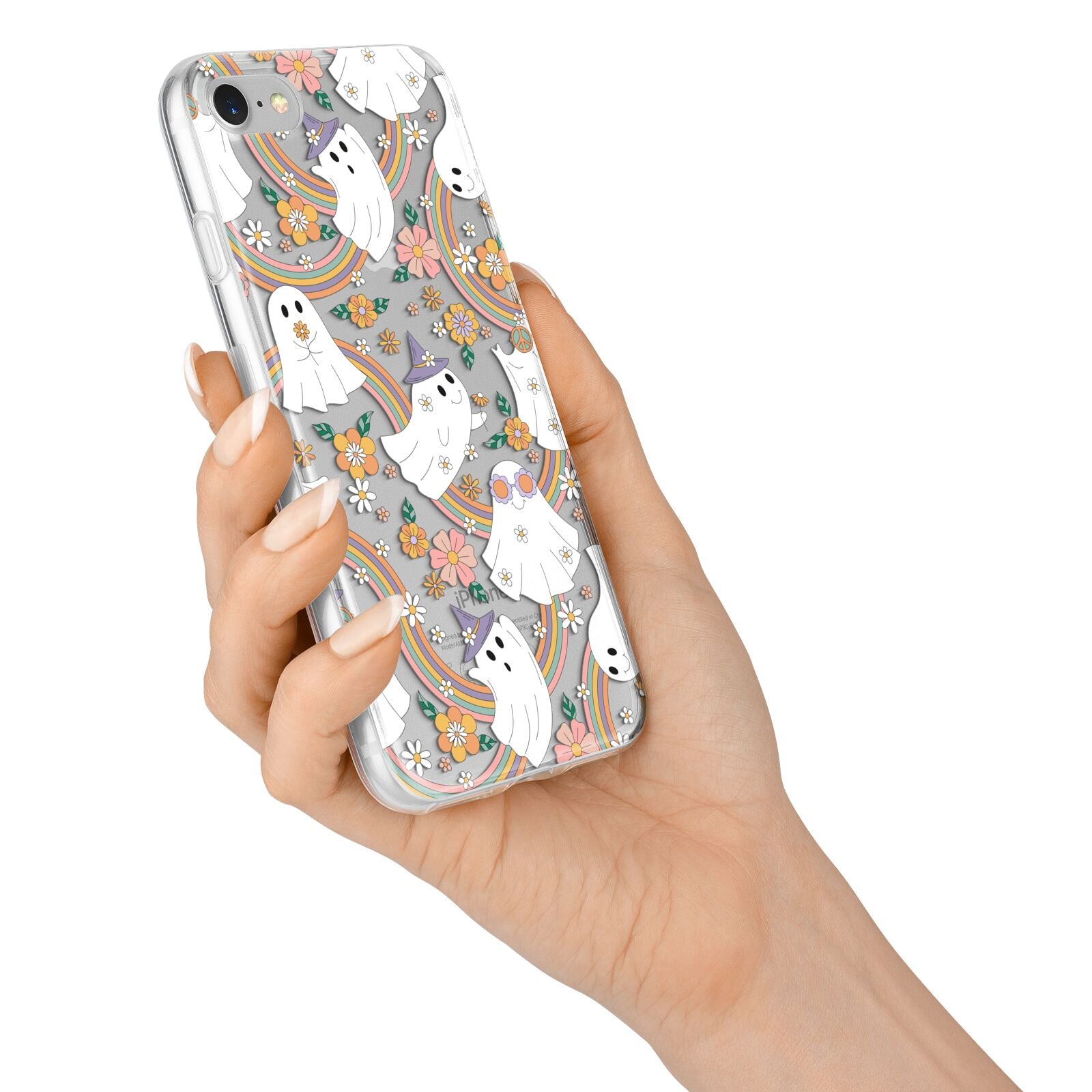 Rainbow Ghost iPhone 7 Bumper Case on Silver iPhone Alternative Image