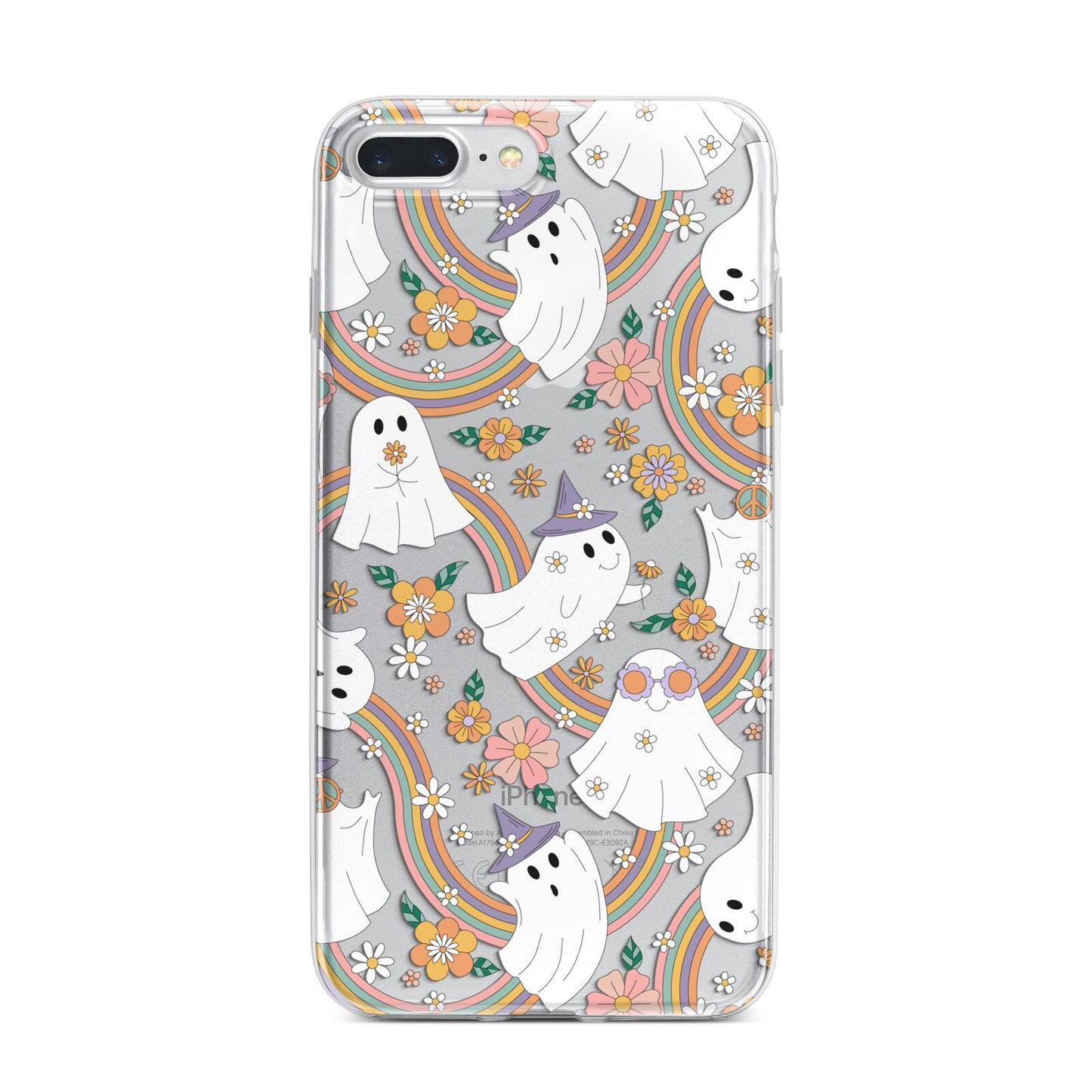 Rainbow Ghost iPhone 7 Plus Bumper Case on Silver iPhone