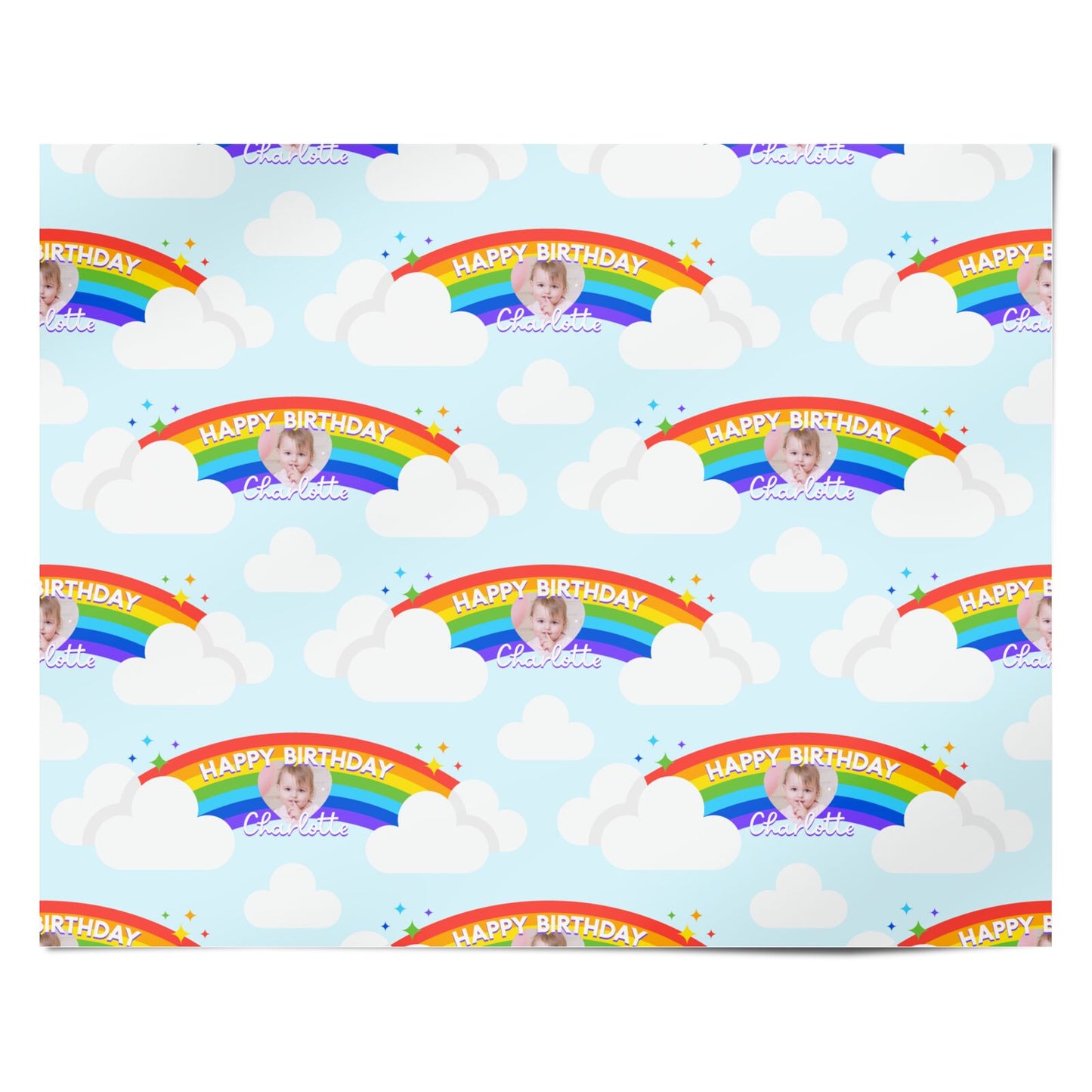 Rainbow Happy Birthday Personalised Personalised Wrapping Paper Alternative