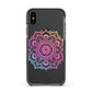 Rainbow Mandala Apple iPhone Xs Impact Case Black Edge on Black Phone