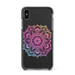 Rainbow Mandala Apple iPhone Xs Max Impact Case Black Edge on Black Phone