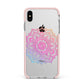 Rainbow Mandala Apple iPhone Xs Max Impact Case Pink Edge on Silver Phone