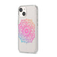 Rainbow Mandala iPhone 14 Clear Tough Case Starlight Angled Image