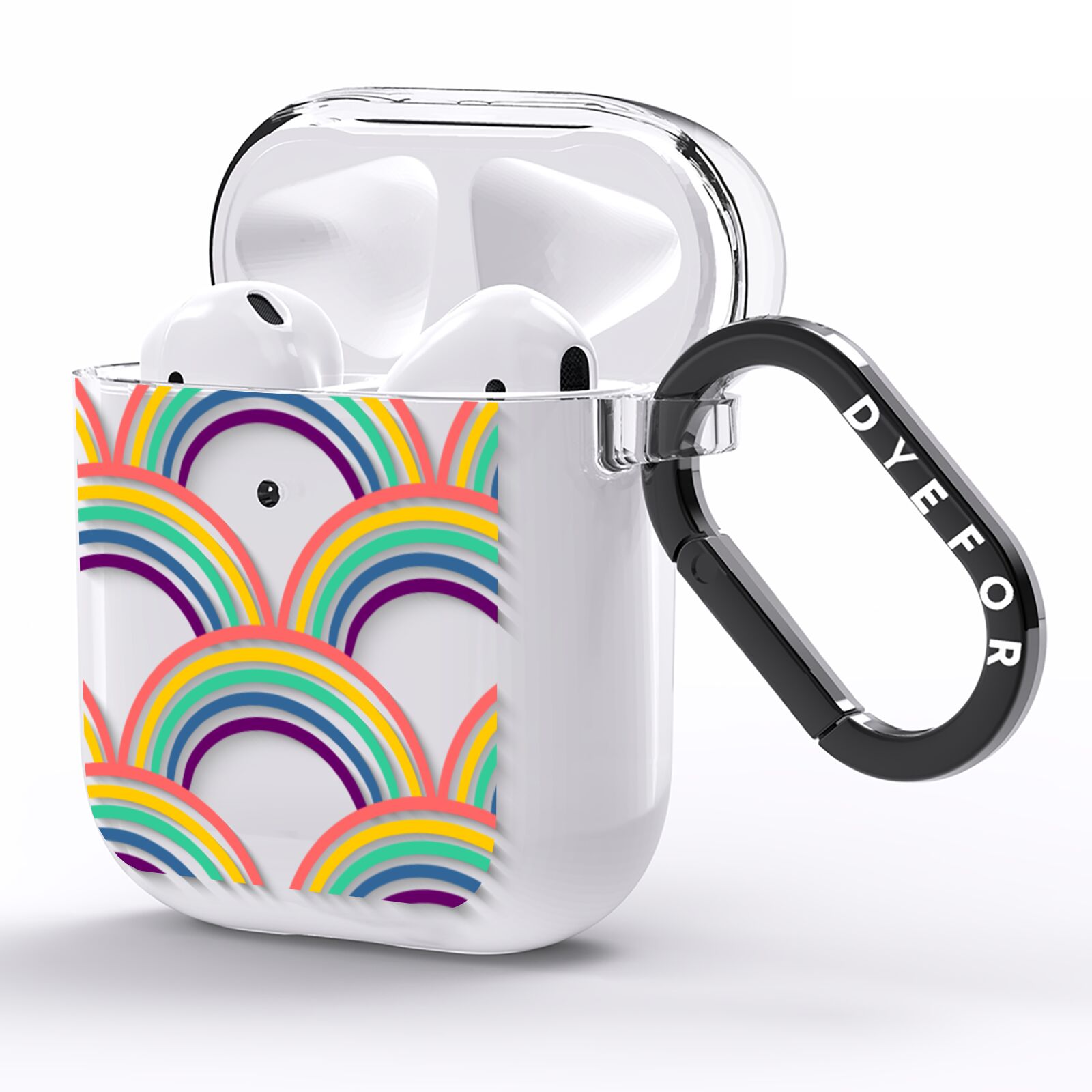 Rainbow Pattern AirPods Clear Case Side Image