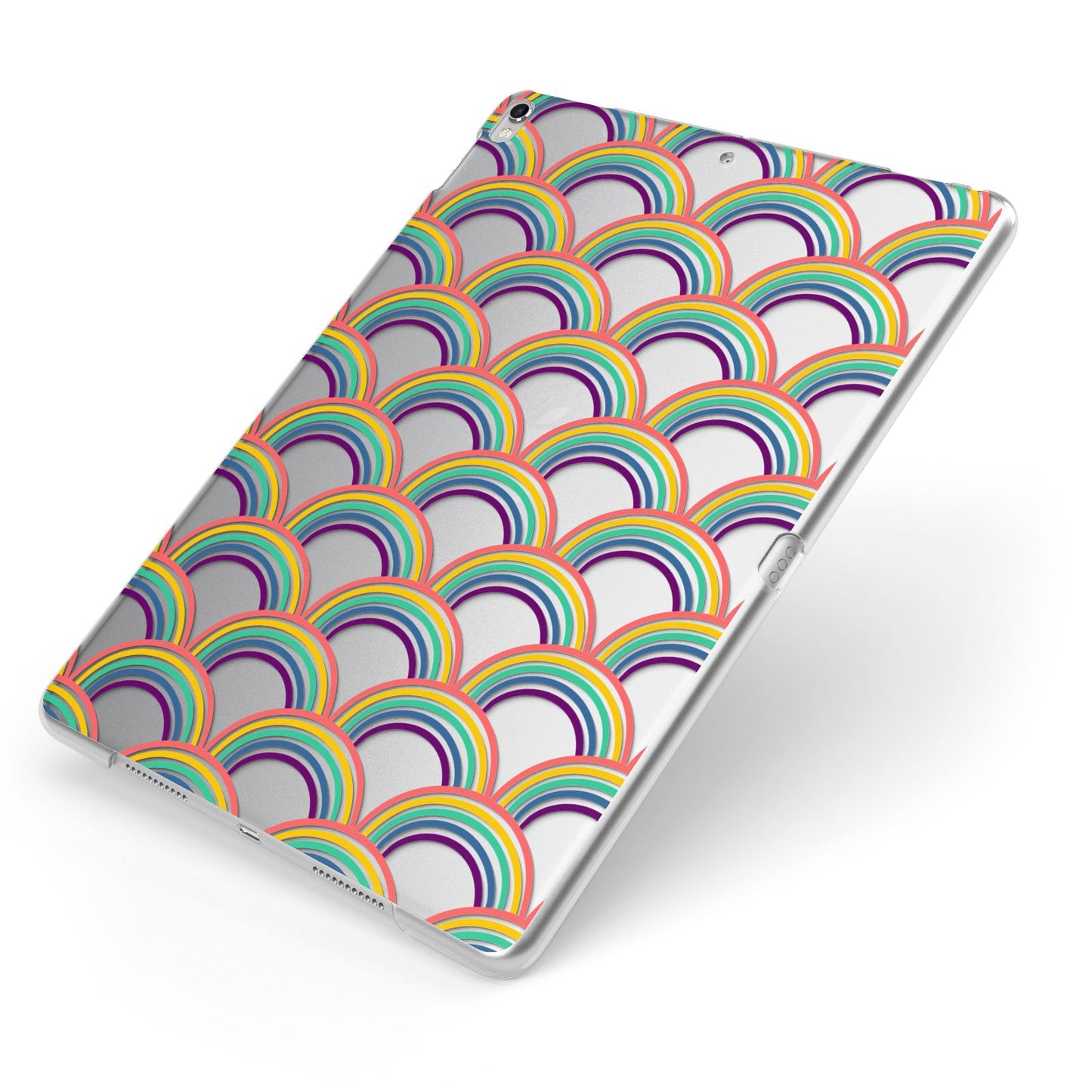 Rainbow Pattern Apple iPad Case on Silver iPad Side View