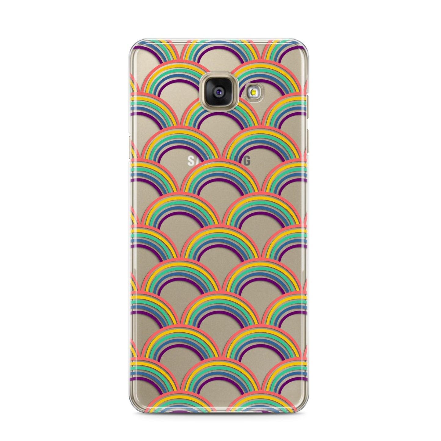 Rainbow Pattern Samsung Galaxy A3 2016 Case on gold phone