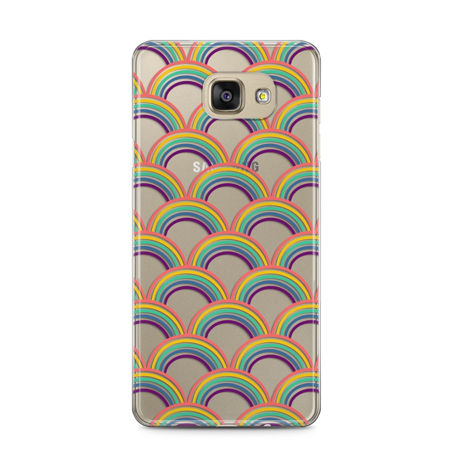 Rainbow Pattern Samsung Galaxy A5 2016 Case on gold phone