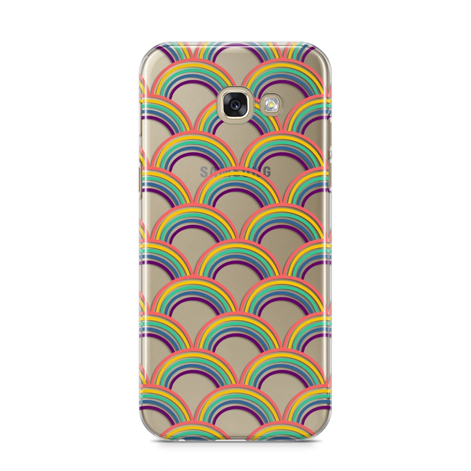 Rainbow Pattern Samsung Galaxy A5 2017 Case on gold phone